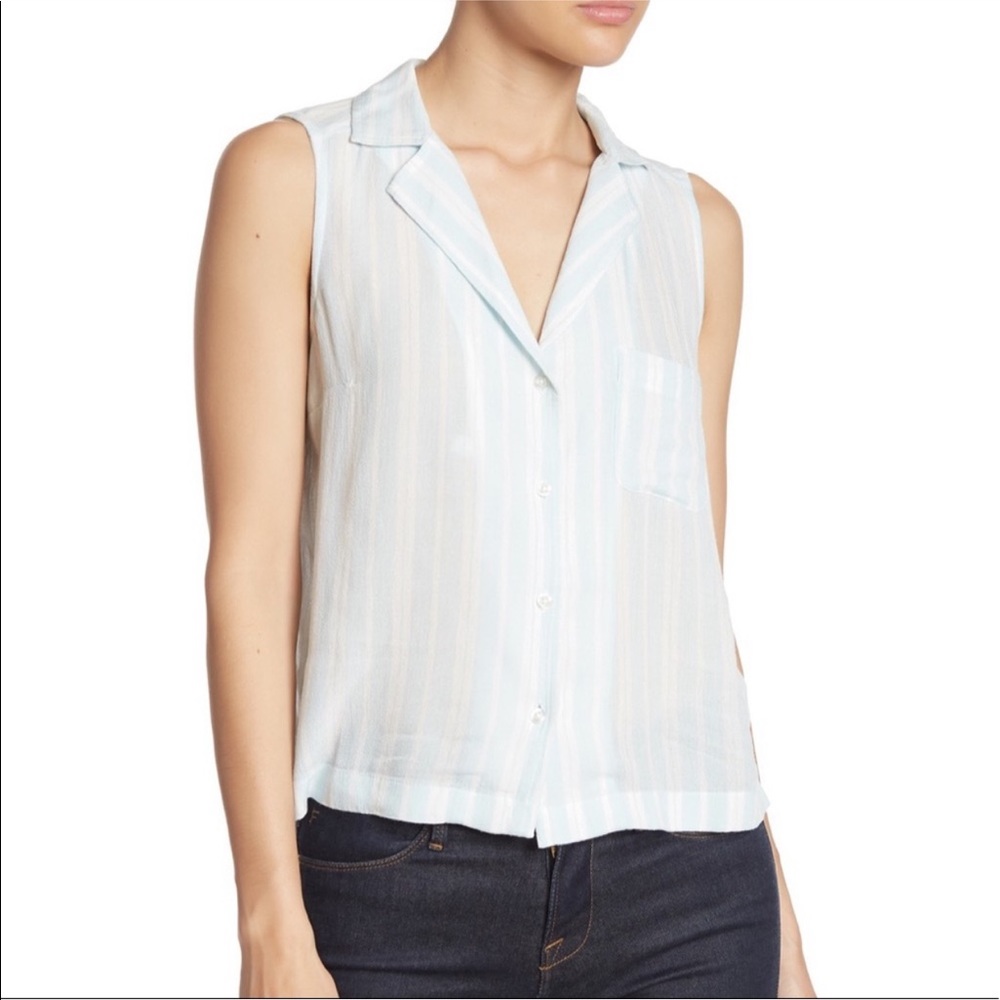 Abound Button Up Flowy Collared Striped Tank